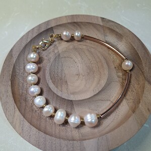 Baroque Fresh Water Pearl Bracelet, Dainty Pearl beaded bracelet ,Gift for mom, pearl bracelet, Freshwater Pearl bracelet, Wedding Bracelet