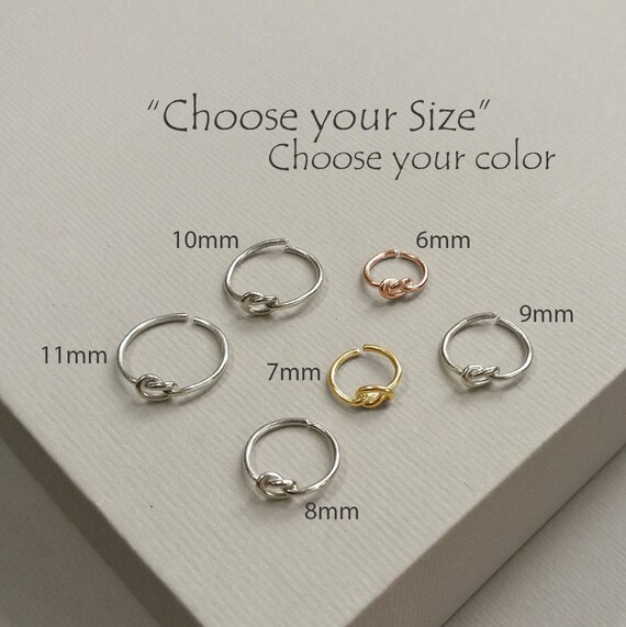Silver Tiny Earrings Knot Earrings 20 Gauge Hoop Cartilage Hoop
