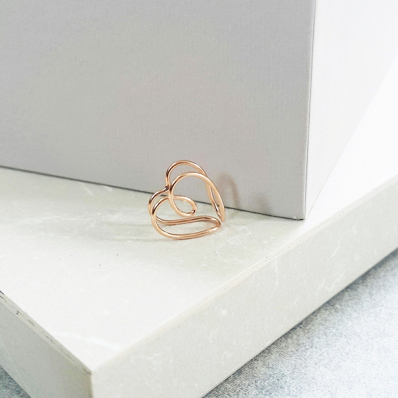 Heart Shape Ear Clipsilver Rose Gold Platedminimal Ear Etsy