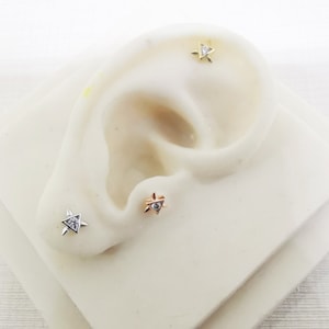 Tiny dainty earring,Tiny gold studs,Dainty silver studs, Stud cz earring,Tragus earrings-Cartilage cz studs - Minimalist earring,Single stud