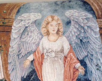 Vintage Woven Angel Throw: Memorial Tapestry, 50x60