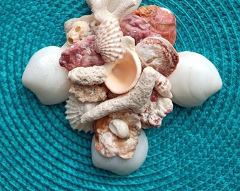 Easter gifts crosses Easter ornaments Easter decor sea shell crosses shell decor gifts for mom Spring decor beach decor window decor shells