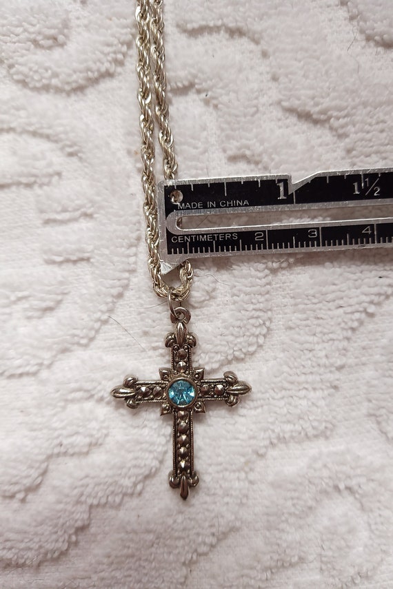 Easter gifts cross necklace marcasite cross vinta… - image 1
