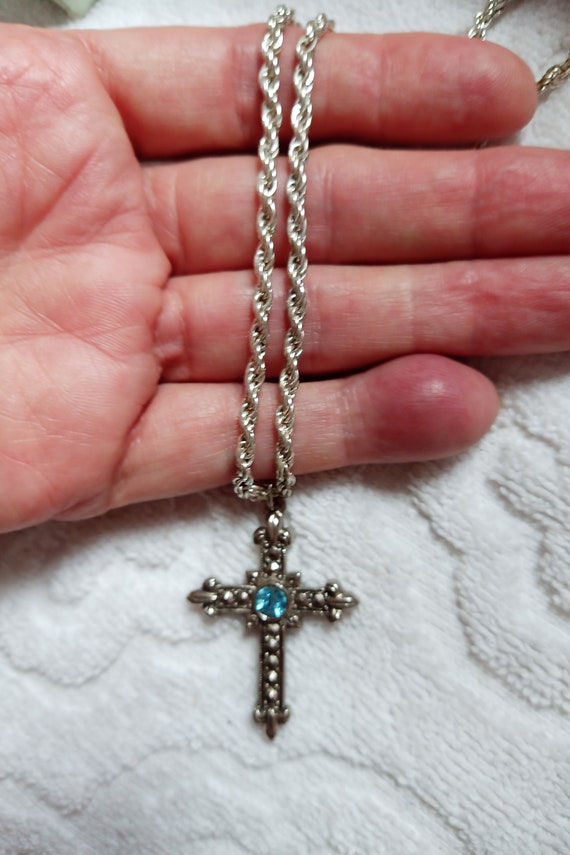 Easter gifts cross necklace marcasite cross vinta… - image 4