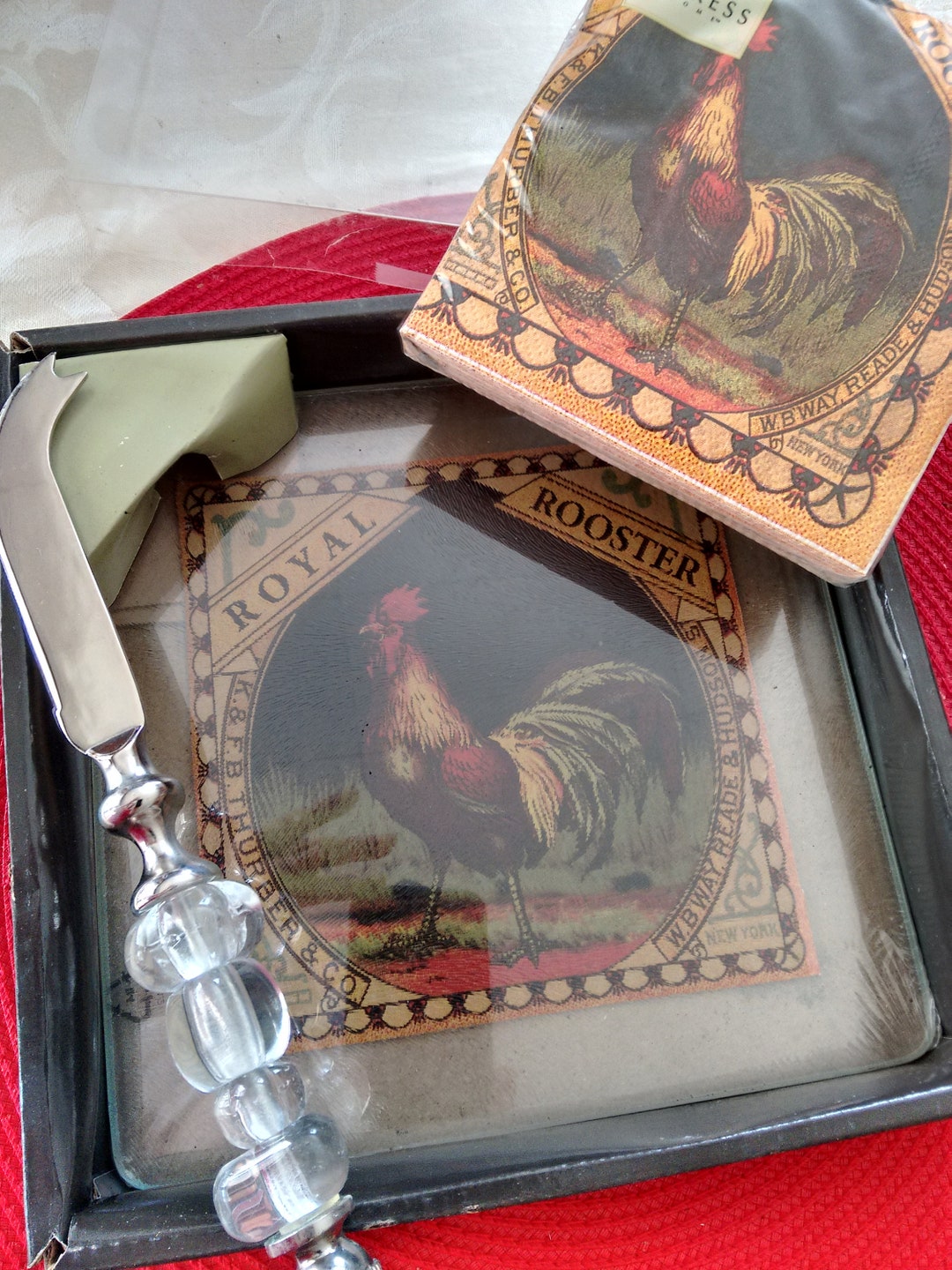 Rooster Cutting Board Glass Cutting Board Kitchen Decor Etsy