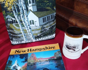 Vintage New Hampshire Memorabilia Set: Stein, Photo Book, Tote Bag