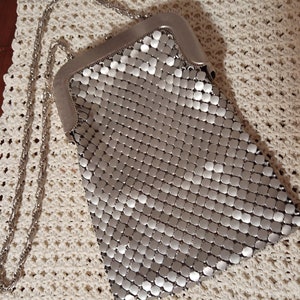 Aluminum mesh purse Valentine gifts Aluminum fishtail purse Whiting and Davis mesh purse chainmail shoulder bag 70&#39;s handbags mesh purse