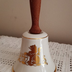 Lion bell Judaic gifts Pickard Bone China lion handbell Danbury Mint Bells Collectible hand bells Christian gifts gold lion religious gifts