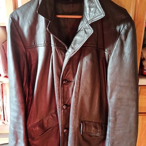 Blouson en cuir Blouson en cuir véritable Blouson en cuir unisexe Blouson en cuir marron grand format Blouson en cuir vintage Blouson en cuir pour homme