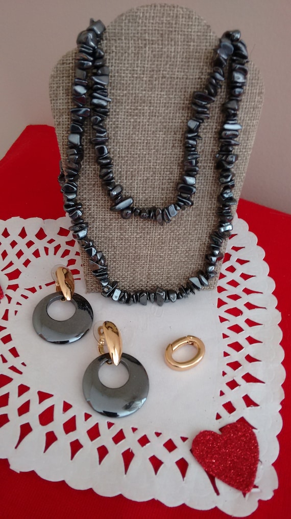 Hematite jewelry gifts for her Hoop Earrings hemat