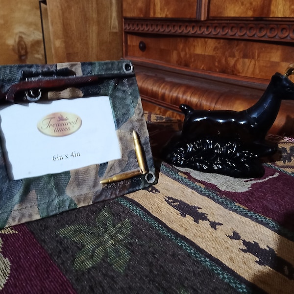 Hunting gifts for him Avon 10 point buck decanter camo and rifle picture frame hunter picture frame rifle picture frame gifts for dad deer