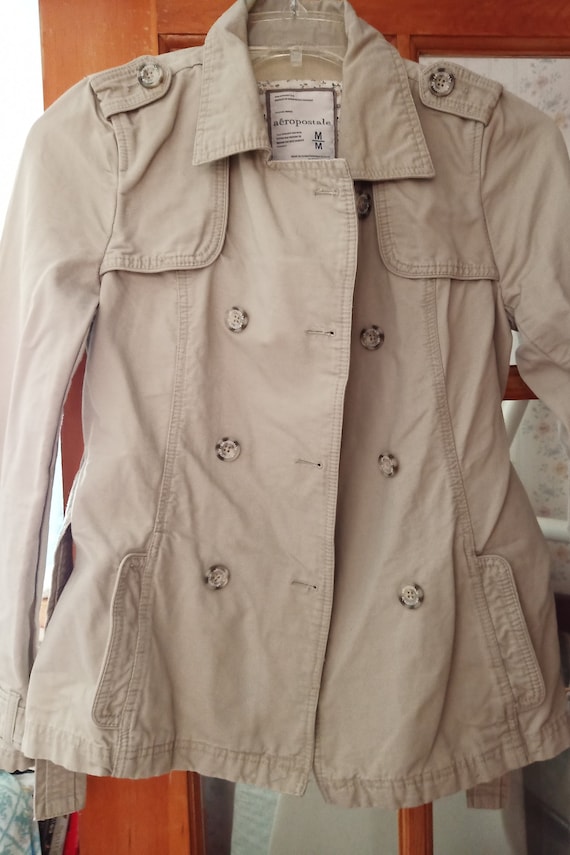 Aeropostale jacket junior fashions beige mini tre… - image 4