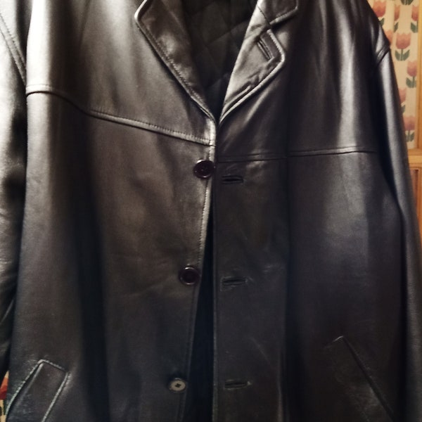 Black Leather Coats - Etsy