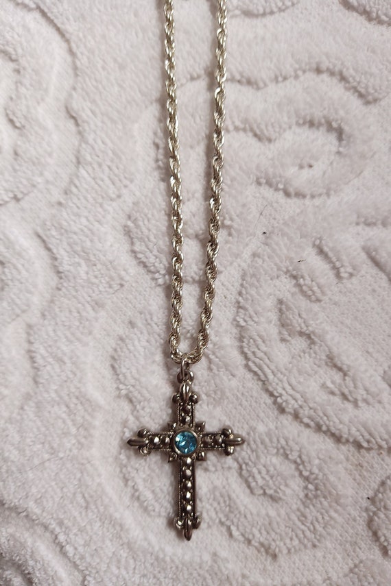 Easter gifts cross necklace marcasite cross vinta… - image 2