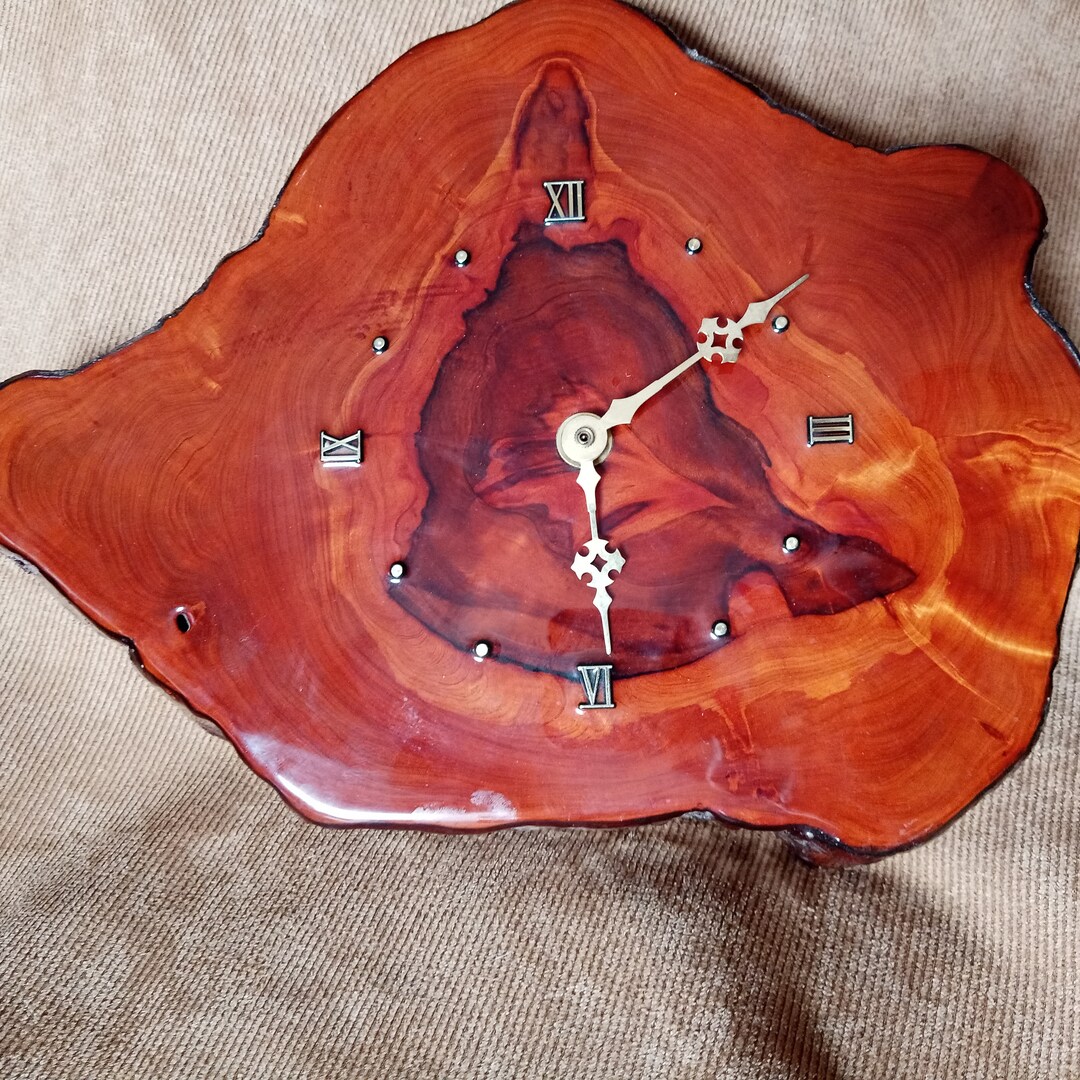 Redwood Wall Clock Handcrafted Burlwood Wall Clock Etsy Canada