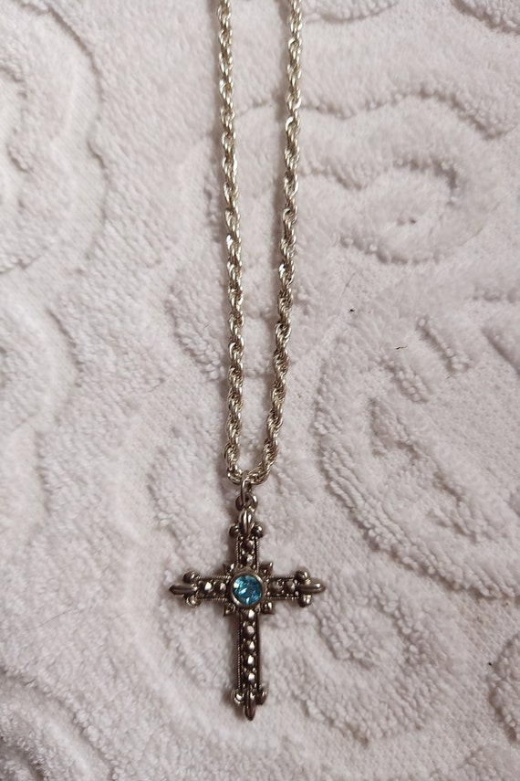Easter gifts cross necklace marcasite cross vinta… - image 7