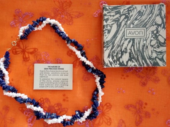Avon jewelry gifts for mom coral necklace navy bl… - image 1