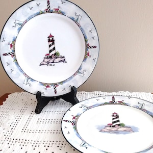 lighthouse decor coastal decor vintage plates gifts for him blue and white decor gifts for dad fisherman gifts free shipping boat decor ship