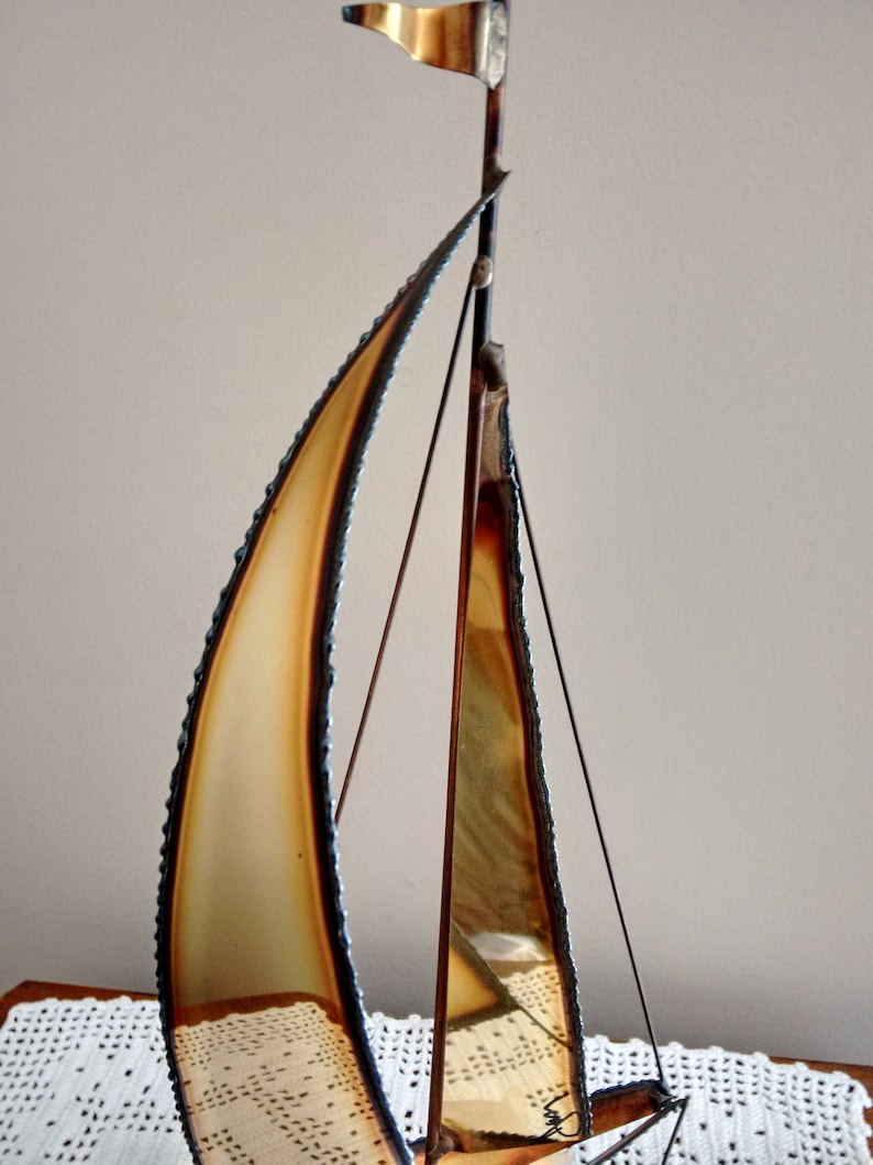 Sailboat Sculpture Vintage Copper Art Gift for Dad Nautical Etsy