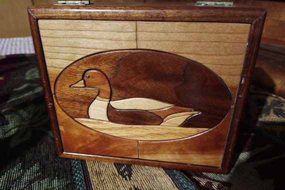 Inlaid wooden box duck jewelry box mallard duck w… - image 2