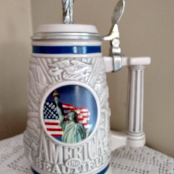 Avon stein New York stein america le beau stein statue de la liberté stein cadeaux pour lui cadeaux pour papa militaire stein urne commémorative cadeaux