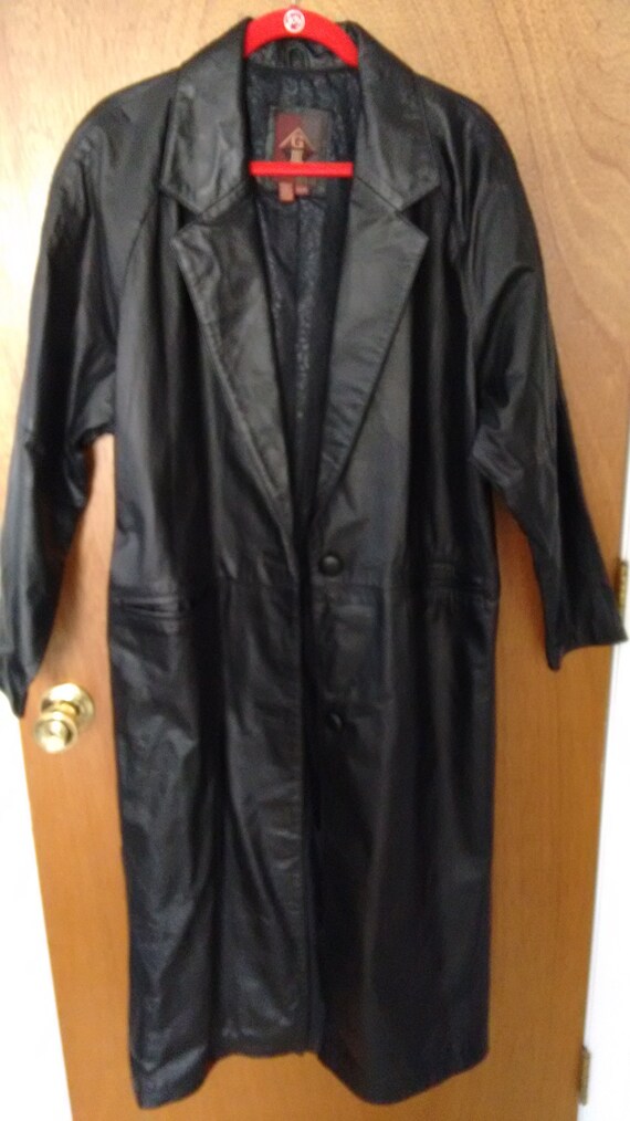 leather coat mens coat vintage clothes overcoat gi