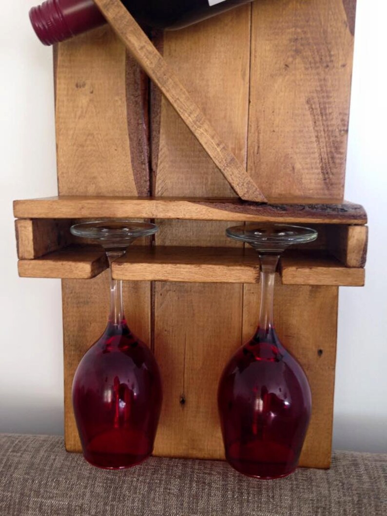 Angled Wine Bottle and Glasses Holder Etsy