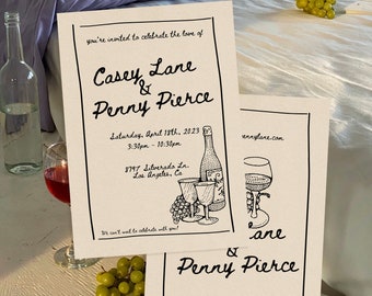 Benutzerdefinierte Penny Lane Illustrierte Hochzeit Invite Design - Digitale Datei | Einladung | Save the Date | Individuelle Illustration | Strichzeichnung