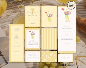 Wavy Border Wedding Stationery Bundle | Invitation Templates (Digital Download)