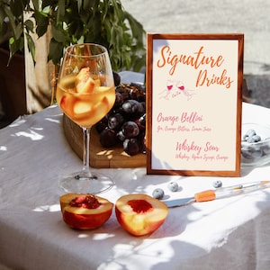 Plantilla digital del menú de cócteles exclusivo de la boda de cítricos italianos / Diseño de menú / Menú imprimible / Menú colorido / Bebidas exclusivas de la boda