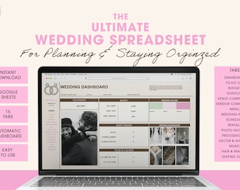 The Ultimate Wedding Planner Spreadsheet | Google Spreadsheet | All-In-One Wedding Spreadsheet | Wedding Budget Tracker | Wedding Planning