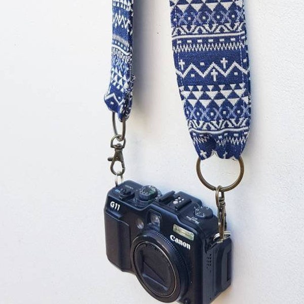 blue bohemian strap, blue personalized camera strap, personalized gift, adjustable strap bag, guitar strap, strap bag, gift for her