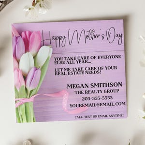 Mother’s Day Realtor Pop By Tag 4 Up • Editable Real Estate Gift Tag  | Floral Canva PDF•Instant Download • Client Appreciation Marketing