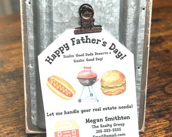 Etiquetas para el Día del Padre / Regalo inmobiliario para barbacoa / Plantilla Canva de 4 y 9 por página / Etiquetas editables para agentes inmobiliarios / Descarga instantánea