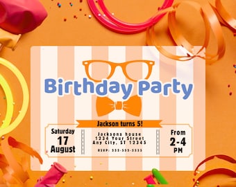 Invitación de cumpleaños divertida - Invitación imprimible para fiesta infantil - Descarga digital instantánea de 7x5 - PDF - Diseño colorido para fiesta infantil - Editable - Personalizable