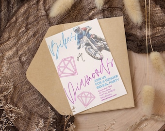 Plantilla de Canva para revelar el género de bicicletas o diamantes / Descarga digital SOLAMENTE