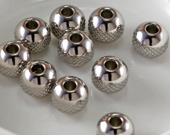 Stainless Steel Lot of 20 6mm x 3mm Silver Ridged Bicone Spacer Beads Hole 2.5