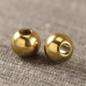 304 Stainless Steel Gold 18K Ion Plated Round Metal Spacer Beads 10 Pieces per Order 8mm Hole ~2.2mm F6