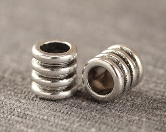 Grooved Tube Metal Alloy Spacer Beads 20 Pcs Per Order 9.5mm x 9mm Hole 6mm A49