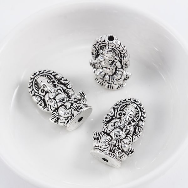 Ganesha Metal Alloy Spacer Beads 5 Pcs Per Order 22mm x 14mm x 7.5mm Hole 2mm