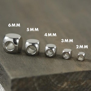 Stainless Steel Metal Cube (Rounded) Beads CHOOSE Size 3mm 4mm 5mm or 6mm F73