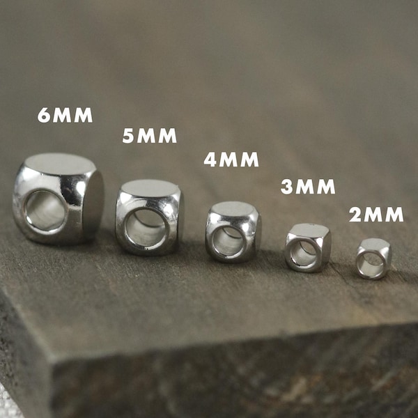 Stainless Steel Metal Cube (Rounded) Beads CHOOSE 3mm 4mm 5mm or 6mm F73