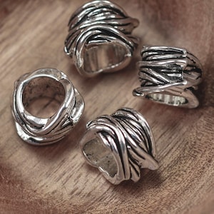 Asymmetrical Artistic Silver Tone Wrap Nest Metal Alloy Spacer Beads 15 Pieces 11mm x 15mm x 8mm Hole 8mm A81