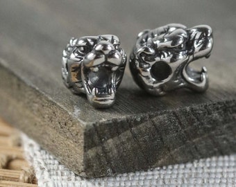 TIGER 304 Edelstahl seitlich gebohrte Metall Katzen Spacer Perlen 2 Stück pro Bestellung 11 mm x 8 mm x 9 mm Loch: 2 mm D44