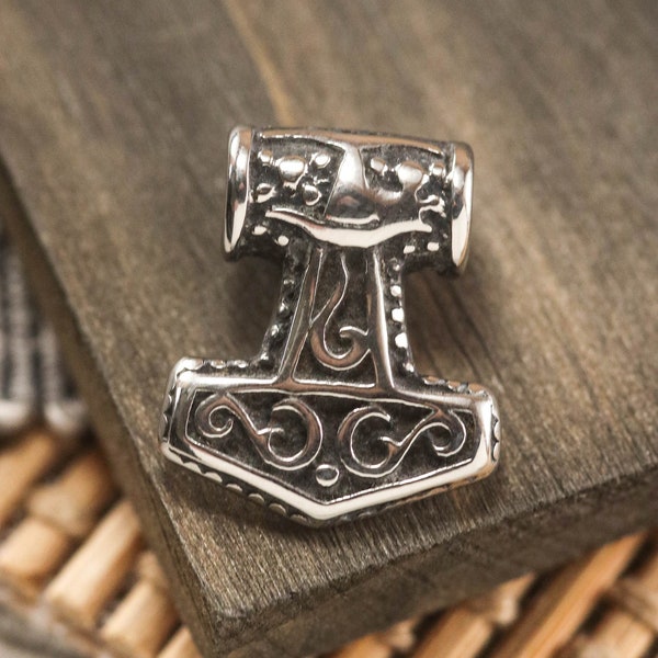 Norse Hammer Stainless Steel Metal Pendant 20mm x 17mm x 6mm Hole 4mm D87