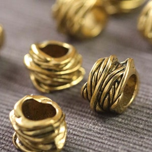 Asymmetrical Gold Tone Metal Wrap Nest Alloy Spacer Beads 15 Pieces 11mm x 15mm x 8mm Hole 8mm A80