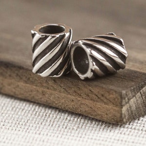 304 Stainless Steel Metal Grooved Tube Spacer Beads 2 Pieces per Order 10mm x 9mm Hole 6mm D20