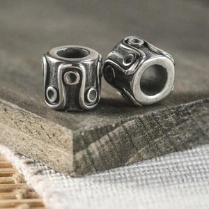 Stainless Steel Artistic Metal Spacer Beads: 2 Pieces Per Order, 9mm x 8.5mm, Hole 5mm