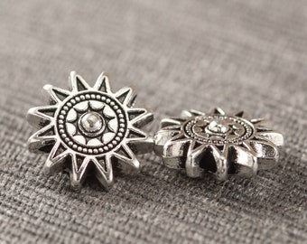 Sun Star Metal Alloy Spacer Beads CHOOSE Golden or Silver Tone 5 Pieces 17mm x 6mm Hole 2mm A16