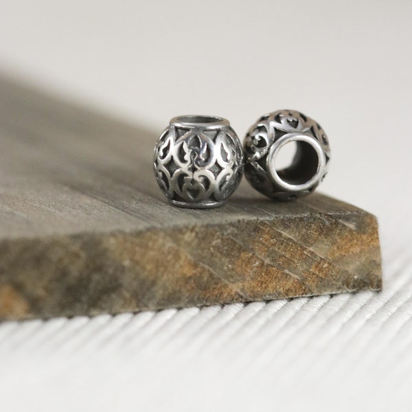 304 Stainless Steel Ornate Design Barrel Spacer Beads 2 Pieces per Order 8.5mm x 8.5mm Hole 4.5mm D96